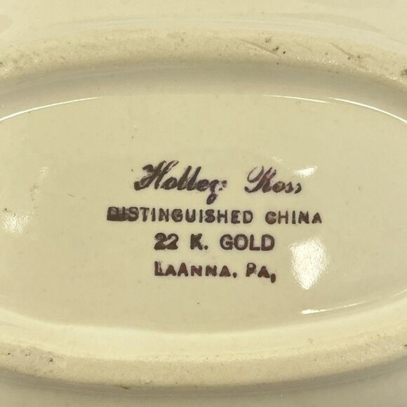 Vintage Holley Ross 22K Gold Trim Distinguished China Floral Serving Nut Dish - Picture 4 of 4